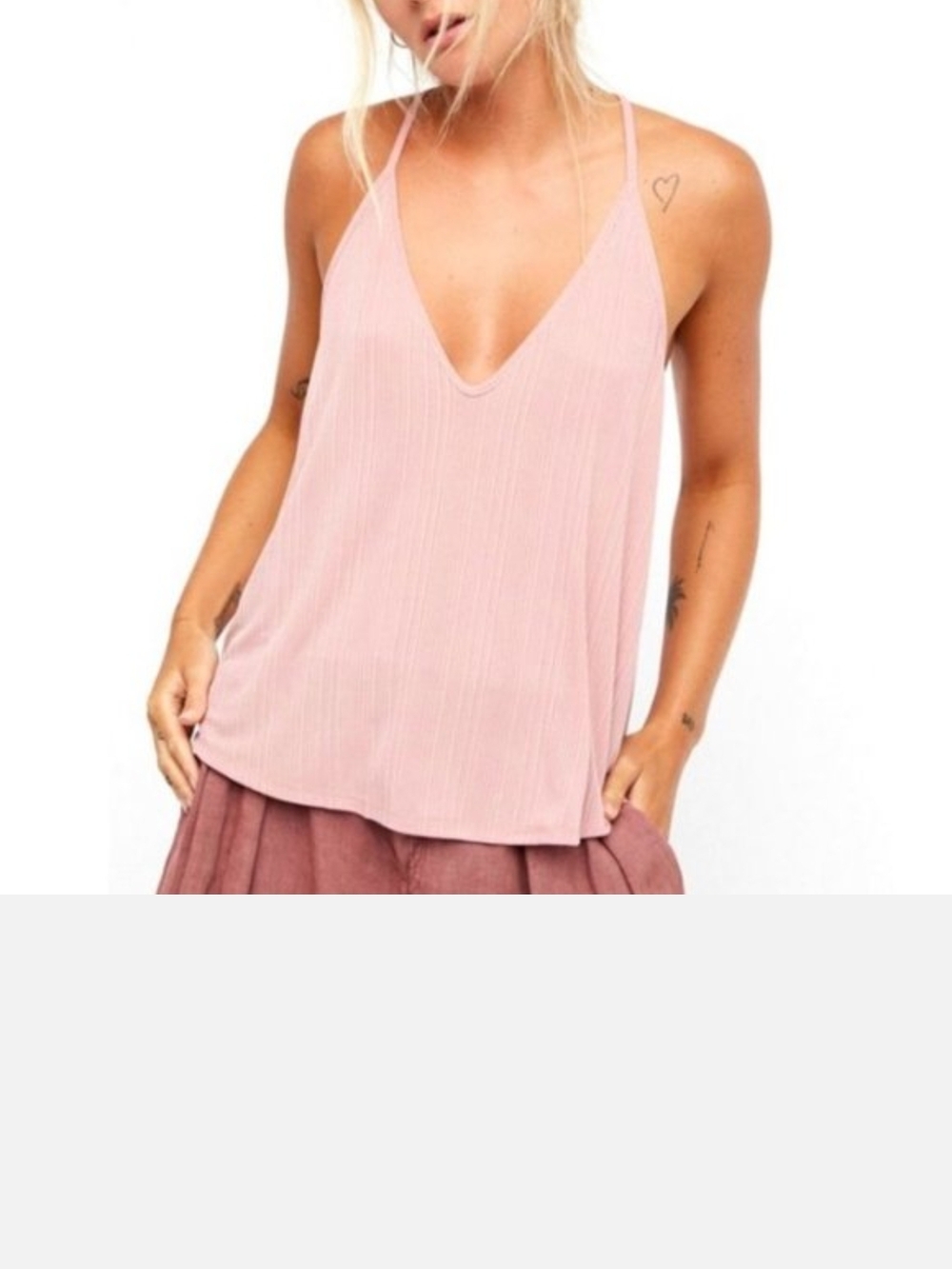 Free People Intimately Neutral Ribbed Square Neck Tank - Picture 7 of 7